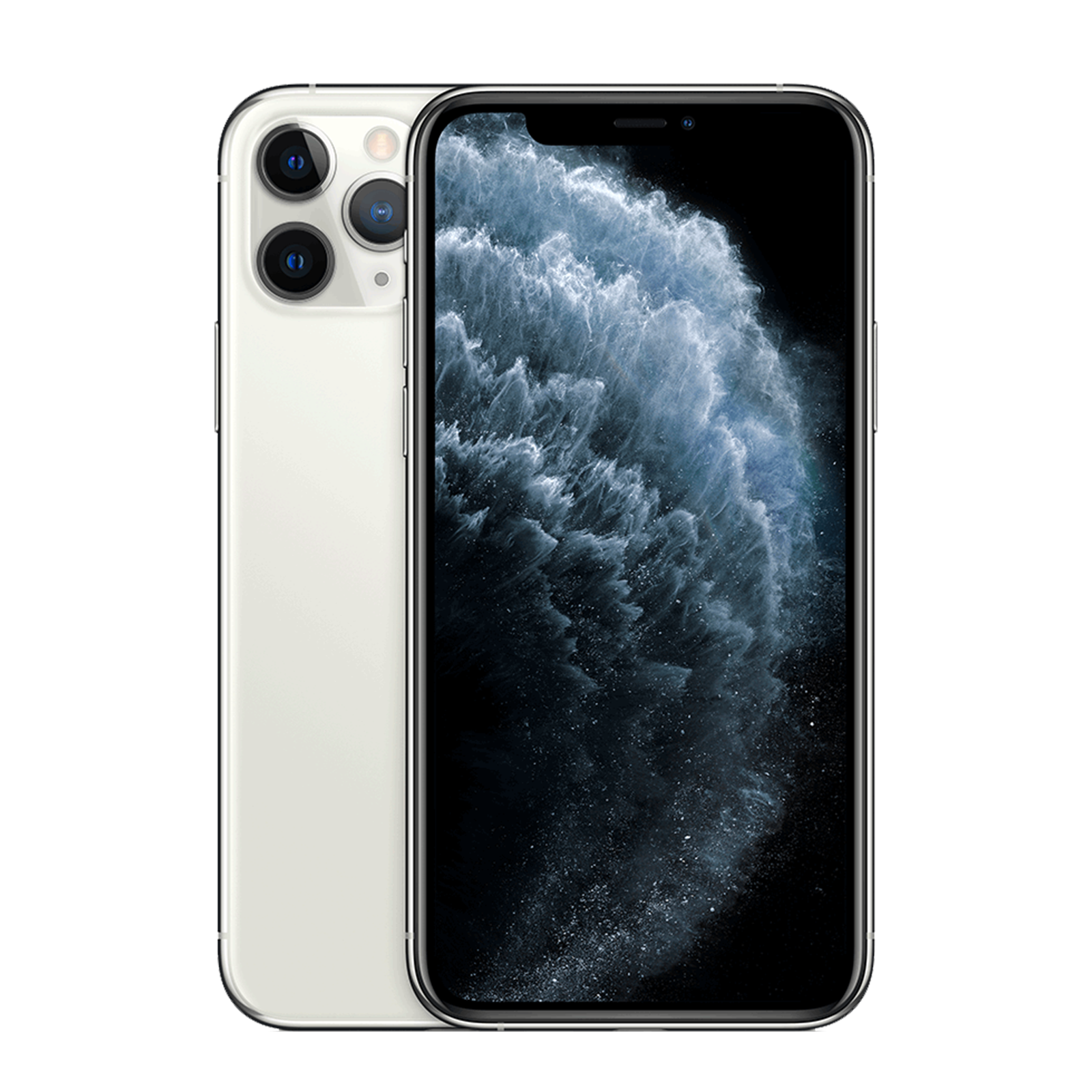 iPhone 11 Pro Max 64 Go - Argent - Débloqué avec étui en silicone pour iPhone 11 Pro Max - Béryl - Batterie Optimisée